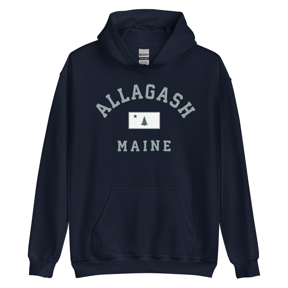 Allagash Sweatshirt - Vintage Allagash Maine 1901 Flag Hooded Sweatshirt