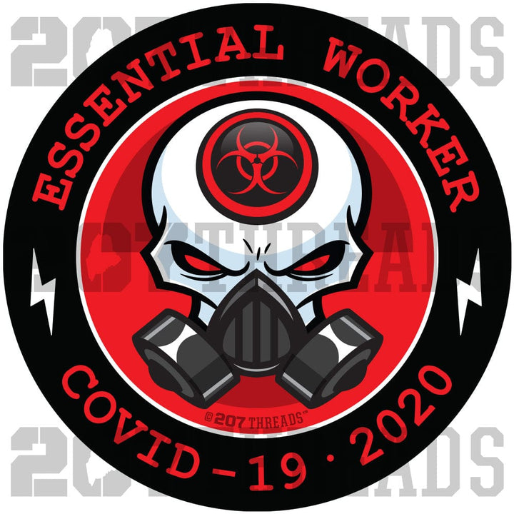 Badass Essential Workers Hard Hat Stickers - Cool Punisher Vibe Red Skull with Face Gas Mask - Covid-19 2020 - 207 Threads