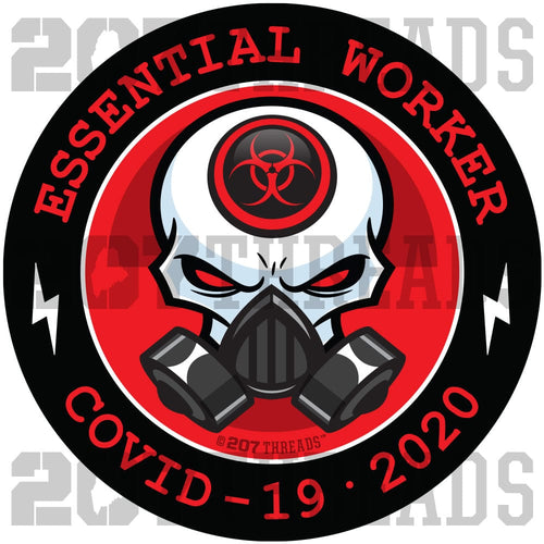 Badass Essential Workers Hard Hat Stickers - Cool Punisher Vibe Red Skull with Face Gas Mask - Covid-19 2020