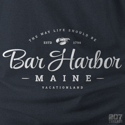 Bar Harbor Maine Sweatshirt - Script Logo with Lobster Icon - Heavy & Warm Hooded Sweatshirt (Unisex Hoodie) - 207 Threads