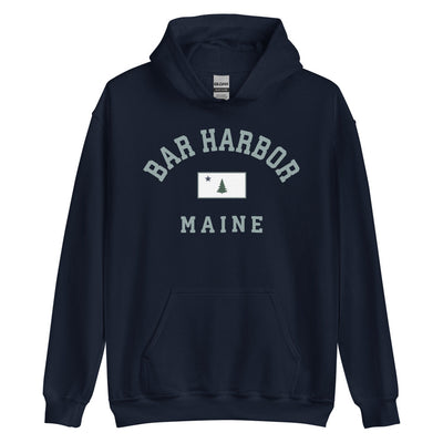 Bar Harbor Sweatshirt - Vintage Bar Harbor Maine 1901 Flag Hooded Sweatshirt