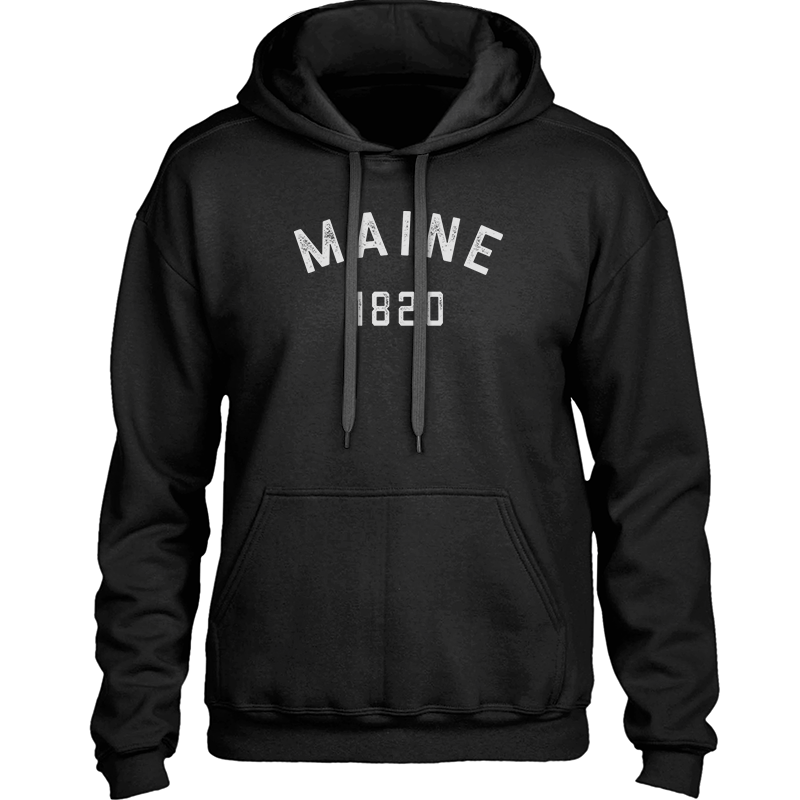 Basic Vintage Maine Sweatshirt - 1820 Statehood Date - Premium, Hooded, Cozy & Warm (Unisex Hoodie) - 207 Threads
