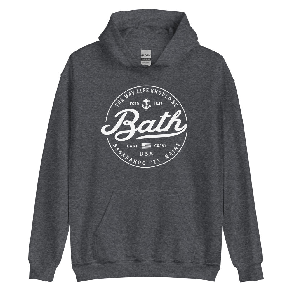 Bath Sweatshirt - Maine Travel Vacation Logo Souvenir Hoodie