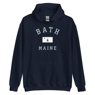 Bath Sweatshirt - Vintage Bath Maine 1901 Flag Hooded Sweatshirt