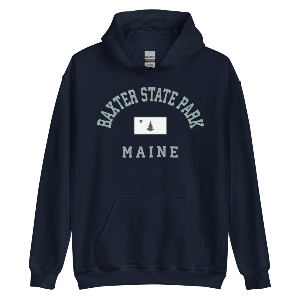 Baxter State Park Sweatshirt - Vintage Baxter State Park Maine 1901 Flag Hooded Sweatshirt