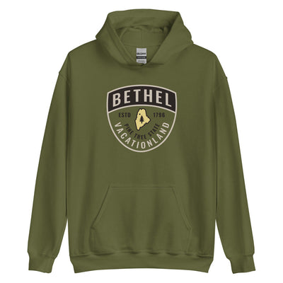 Bethel Maine Guide Badge, Warden-Style Hooded Sweatshirt (Hoodie)