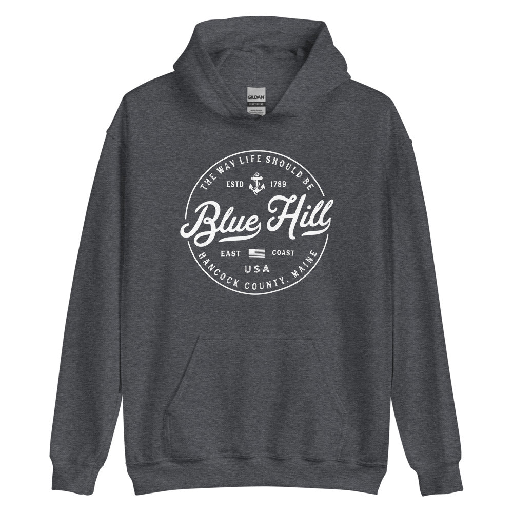 Blue Hill Sweatshirt - Maine Travel Vacation Logo Souvenir Hoodie