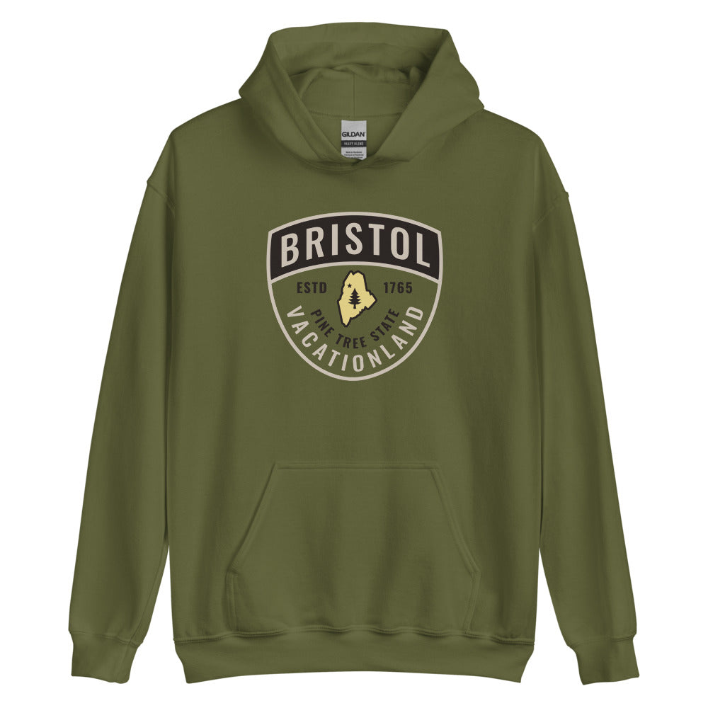 Bristol Maine Guide Badge, Warden-Style Hooded Sweatshirt (Hoodie)