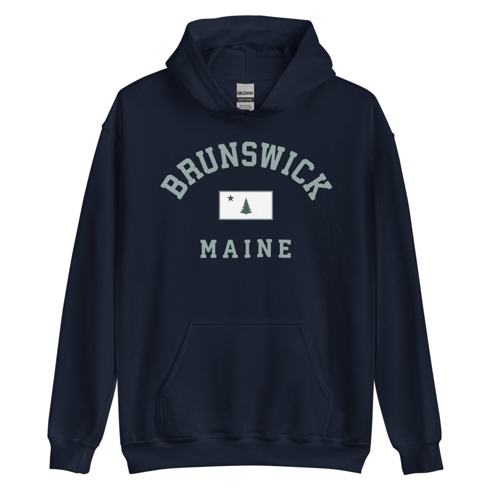 Brunswick Sweatshirt - Vintage Brunswick Maine 1901 Flag Hooded Sweatshirt