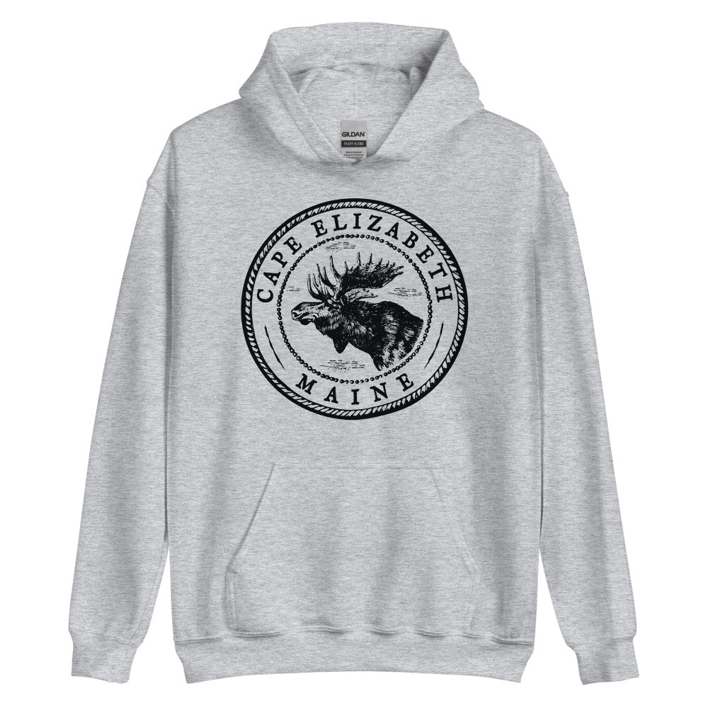 Cape Elizabeth Moose Sweatshirt | Vintage Maine Moose Art Hoodie