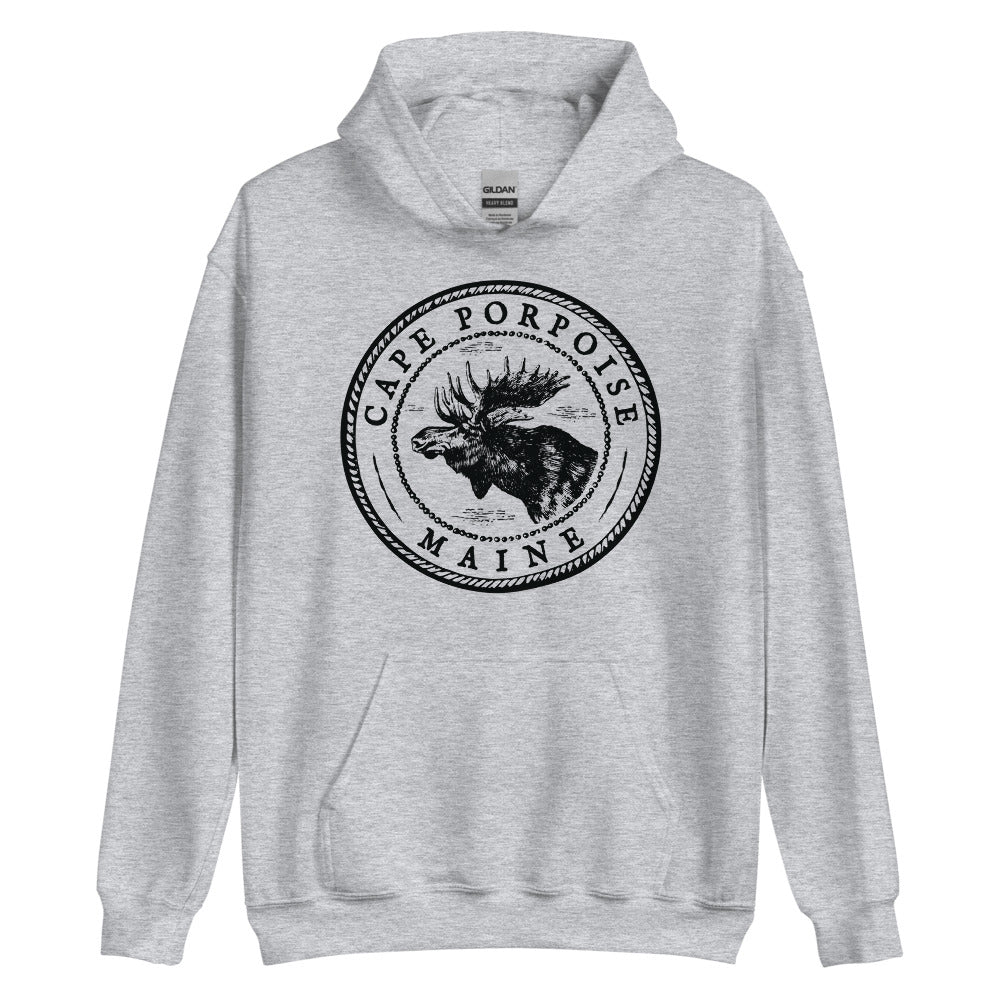 Cape Porpoise Moose Sweatshirt | Vintage Maine Moose Art Hoodie