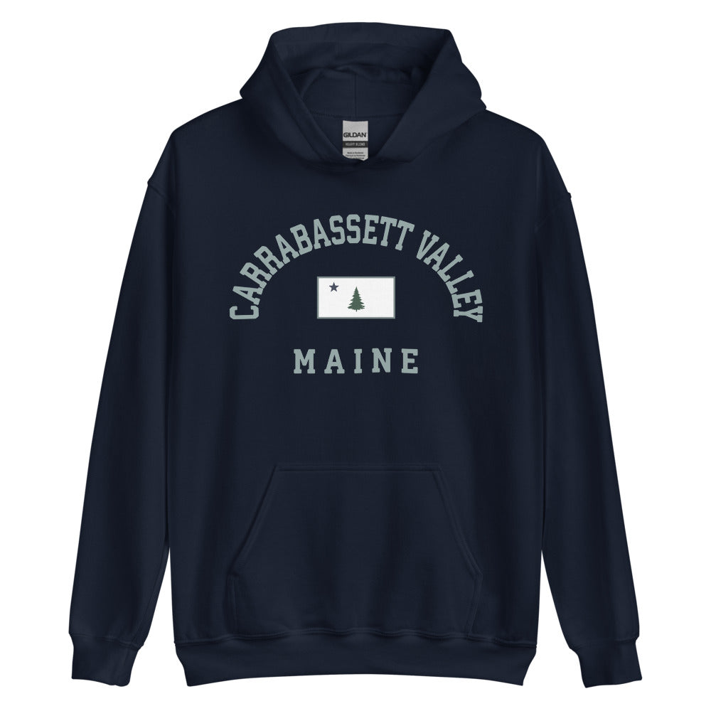 Carrabassett Valley Sweatshirt - Vintage Carrabassett Valley Maine 1901 Flag Hooded Sweatshirt