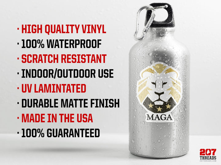Classy Trump MAGA Lion Sticker The Patriot Party Decal - Black & Gold Trump 2024 Make America Great Again USA