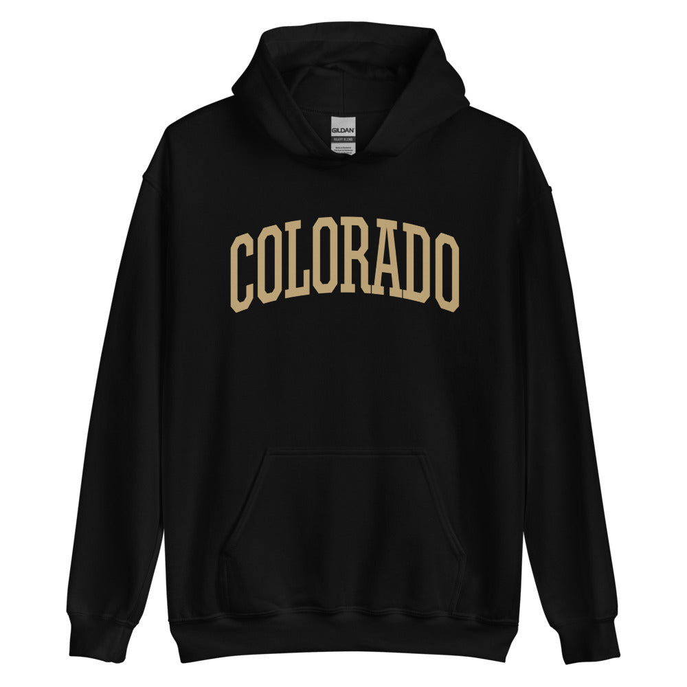Colorado Buffaloes Sweatshirt - Colorado University Style Hooded Sweatshirt -  Black & Gold