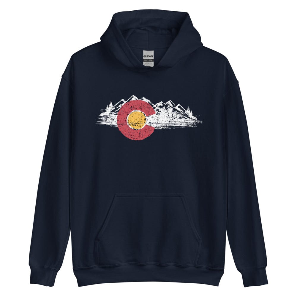 Colorado Flag & Mountains Hoodie - CO Hooded Sweatshirt