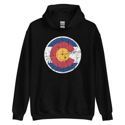 Colorado Hoodie, Distressed Retro CO Badge Flag Logo Sweatshirt