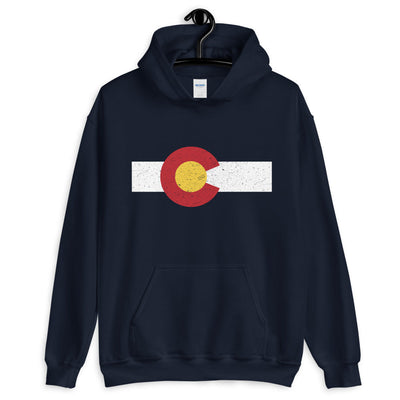 Colorado State Flag Hoodie - Colorado Flag Hooded Sweatshirt - Navy Blue 