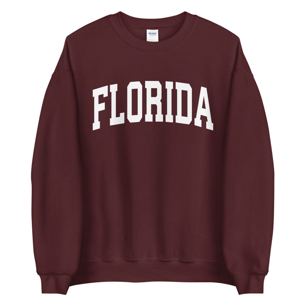 Maroon Comfy Cozy Florida College Sweatshirt, FL University Style Crew Neck