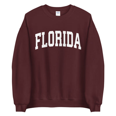 Maroon Comfy Cozy Florida College Sweatshirt, FL University Style Crew Neck