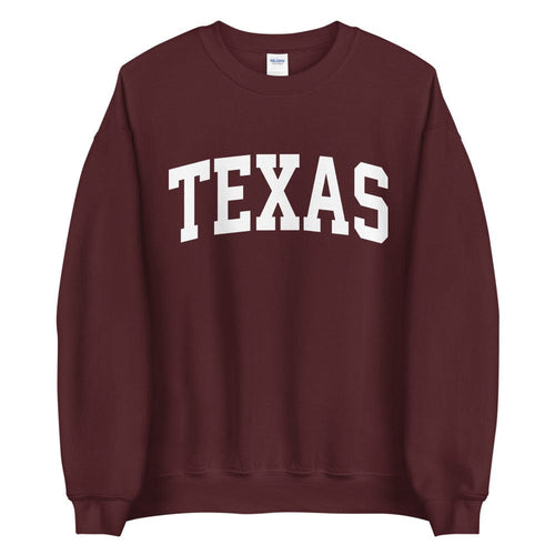 Comfy Cozy Texas College Sweatshirt, Simple & Basic TX University Style Crew Neck Sweater