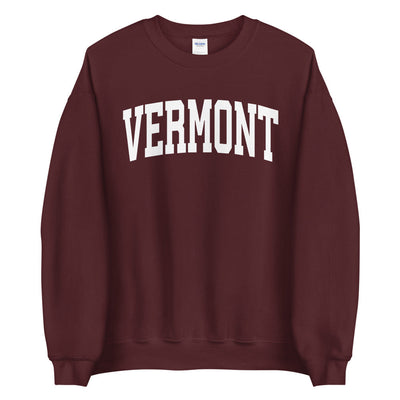 Maroon Comfy Cozy Vermont College Sweatshirt, VT University Style Crewneck