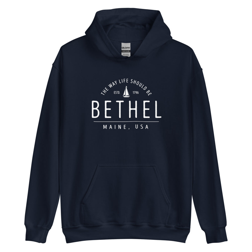 Cute Bethel Maine Sweatshirt - Region Icon Hoodie (Moose, Sailboat, or Pine Tree)