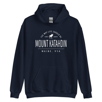 Cute Mount Katahdin Maine Sweatshirt - Region Icon Hoodie (Moose, Sailboat, or Pine Tree)