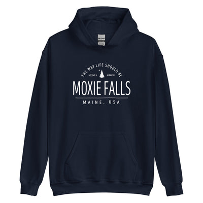 Cute Moxie Falls Maine Sweatshirt - Region Icon Hoodie (Moose, Sailboat, or Pine Tree)