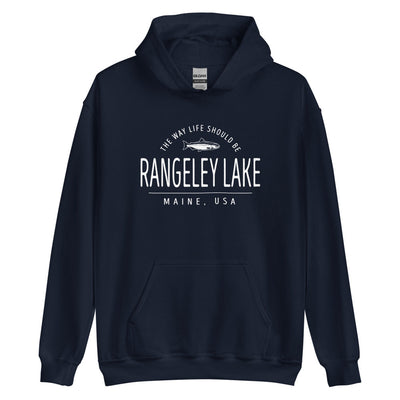 Cute Rangeley Lake Maine Sweatshirt - Region Icon Hoodie (Moose, Sailboat, or Pine Tree)