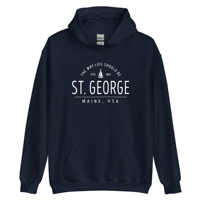 Cute St. George Maine Sweatshirt - Region Icon Hoodie (Moose, Sailboat, or Pine Tree)