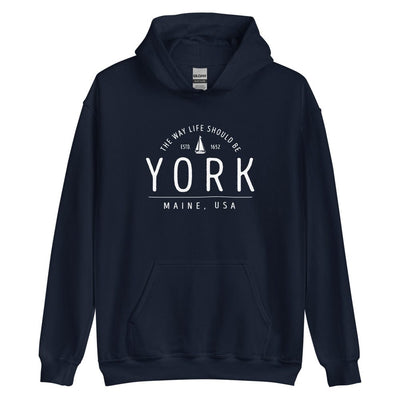 Cute York Maine Sweatshirt - Region Icon Hoodie (Moose, Sailboat, or Pine Tree)