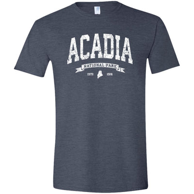 Distressed Vintage Acadia National Park Maine College University Style Comfy Soft T-Shirt (Unisex Tee) - 207 Threads
