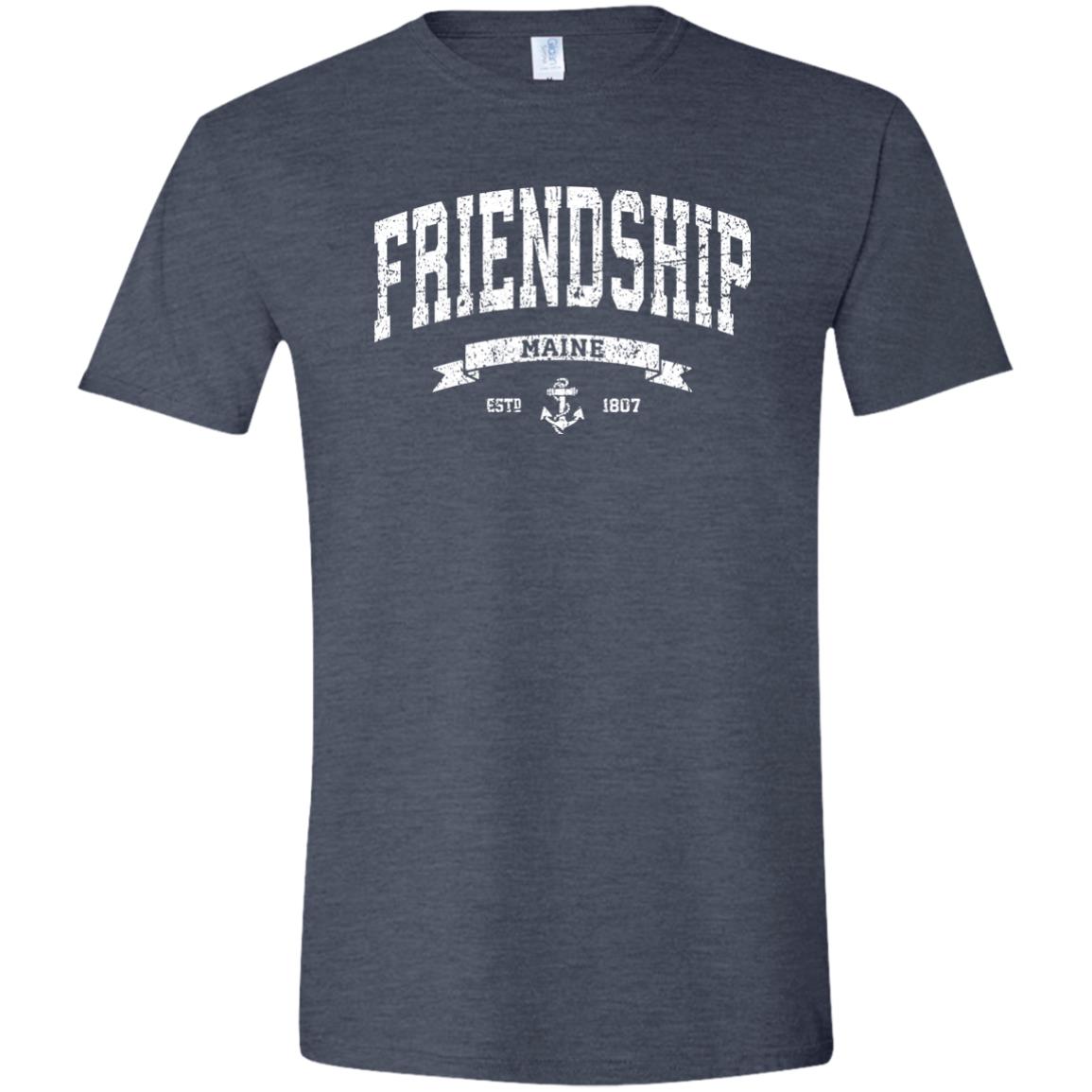 Distressed Vintage Friendship Maine Shirt - Nautical Anchor, Banner & Established Date - Comfy Soft T-Shirt (Unisex Tee) - 207 Threads