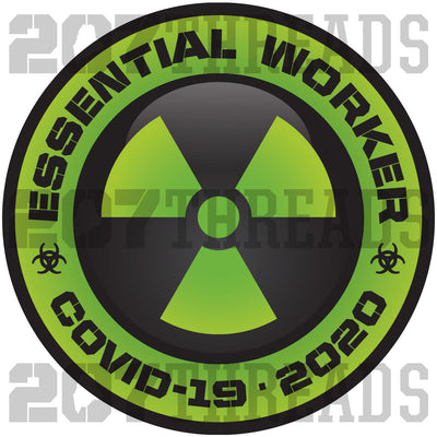 Essential Worker Sticker - Covid 19 Hard Hat Stickers - Green Radioactive Toxic Pandemic Symbol Decals - 207 Threads