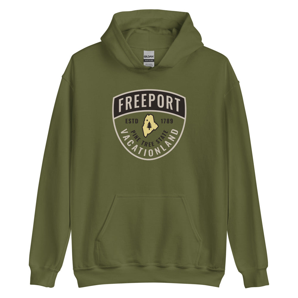 Freeport Maine Guide Badge, Warden-Style Hooded Sweatshirt (Hoodie)