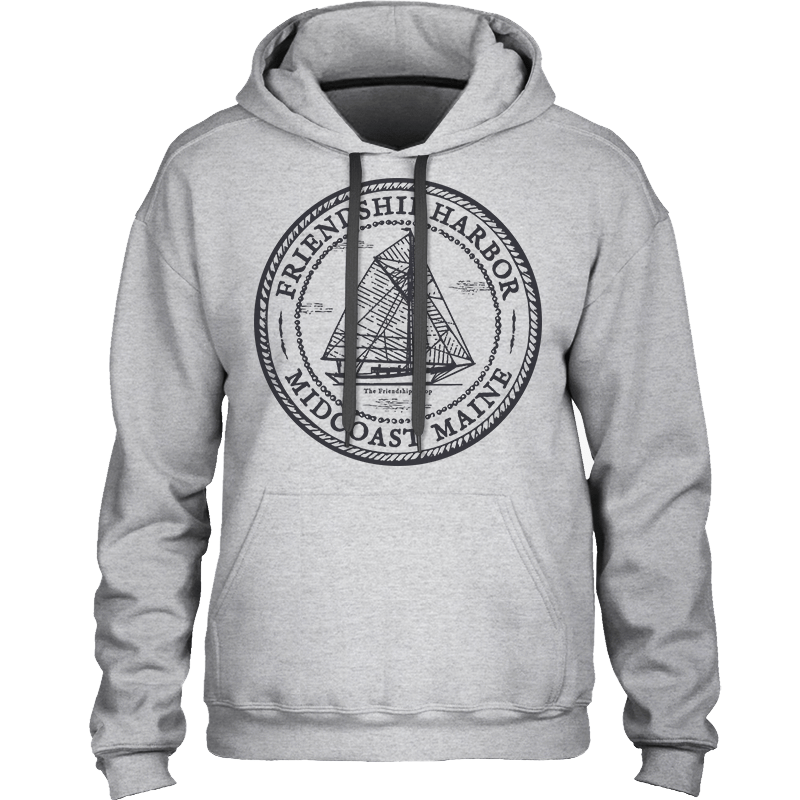 Friendship Harbor - Midcoast Maine - Friendship Sloop Sailboat - Heavy & Warm Hooded Sweatshirt (Unisex Hoodie) - 207 Threads