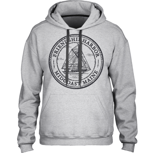 Friendship Harbor - Midcoast Maine - Friendship Sloop Sailboat - Heavy & Warm Hooded Sweatshirt (Unisex Hoodie)