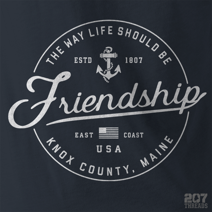 Friendship Maine Badge Town Circle Logo - Heavy, Cozy & Warm Unisex Hoodie - 207 Threads