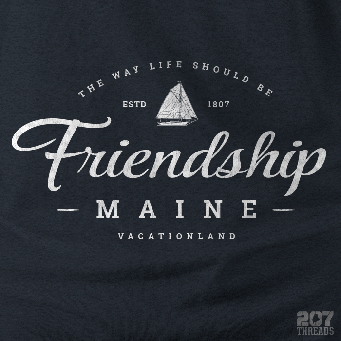 Friendship Maine Sweatshirt - Friendship Sloop Sailboat Graphic - Heavy & Warm Unisex Hoodie - 207 Threads