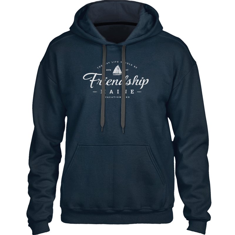 Friendship Maine Sweatshirt - Friendship Sloop Sailboat Graphic - Heavy & Warm Unisex Hoodie - 207 Threads