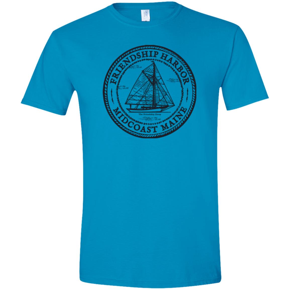 Friendship Maine T-Shirt - Midcoast Maine - Friendship Sloop Sailboat - Comfy Soft, Semi-Fitted Tee (Unisex) - 207 Threads