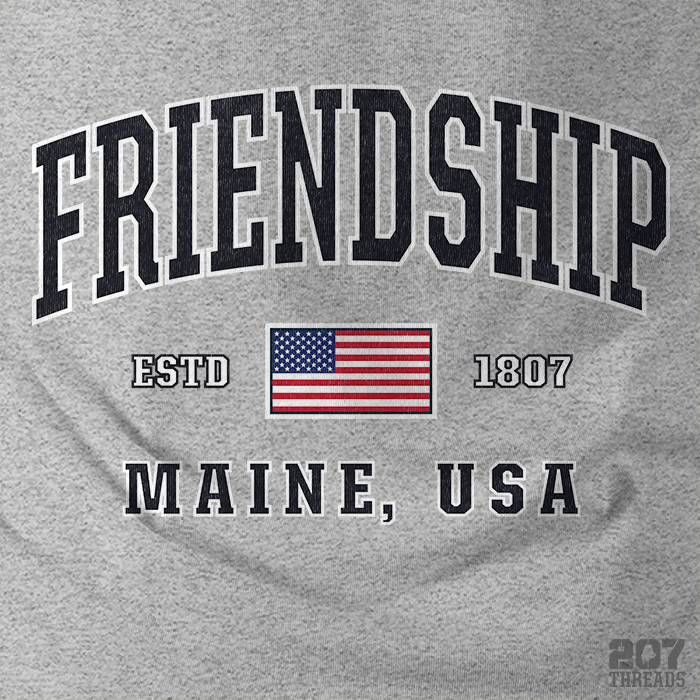 Friendship, Maine USA Flag - Red White & Blue American Patriotic Heavy & Warm Hooded Sweatshirt (Unisex Hoodie) - 207 Threads
