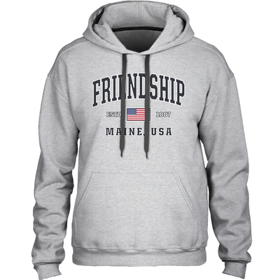 Friendship, Maine USA Flag - Red White & Blue American Patriotic Heavy & Warm Hooded Sweatshirt (Unisex Hoodie) - 207 Threads