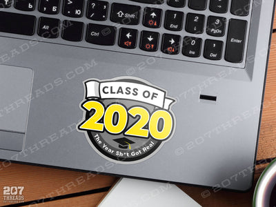 Funny Class of 2020 Sticker. The Year Sh*t Got Real! Funny Toilet Paper Coronavirus Social Distancing Sticker
