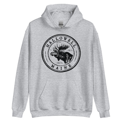 Hallowell Moose Sweatshirt | Vintage Maine Moose Art Hoodie