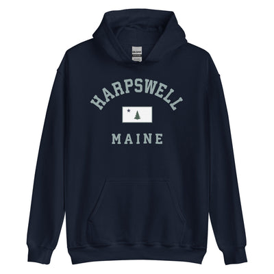 Harpswell Sweatshirt - Vintage Harpswell Maine 1901 Flag Hooded Sweatshirt