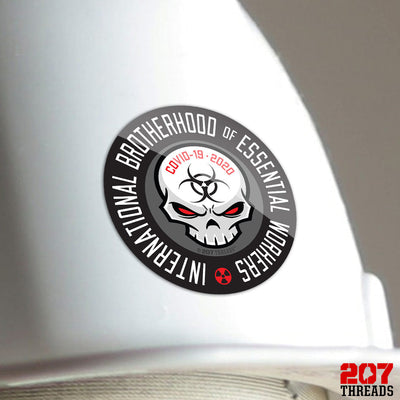 International Brotherhood of Essential Workers Stickers - Covid19 Corona Virus Pandemic Decals - GRAY - 207 Threads