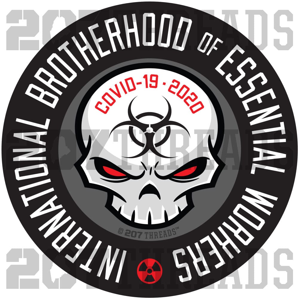 International Brotherhood of Essential Workers Stickers - Covid19 Corona Virus Pandemic Decals - GRAY - 207 Threads
