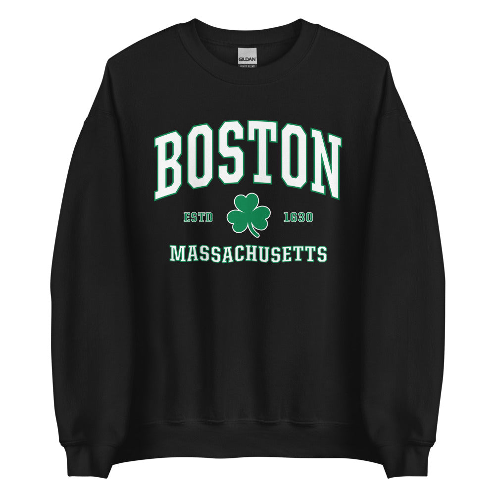 Irish Boston Sweatshirt - St. Patrick's Day Boston Crewneck Sweatshirt Coston - MA