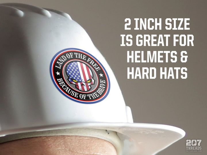 Land of the Free Because of the Brave American Patriotic Stickers Skull USA Flag 1776 Decal Red White Blue Constitution 2nd Amendment NRA USA